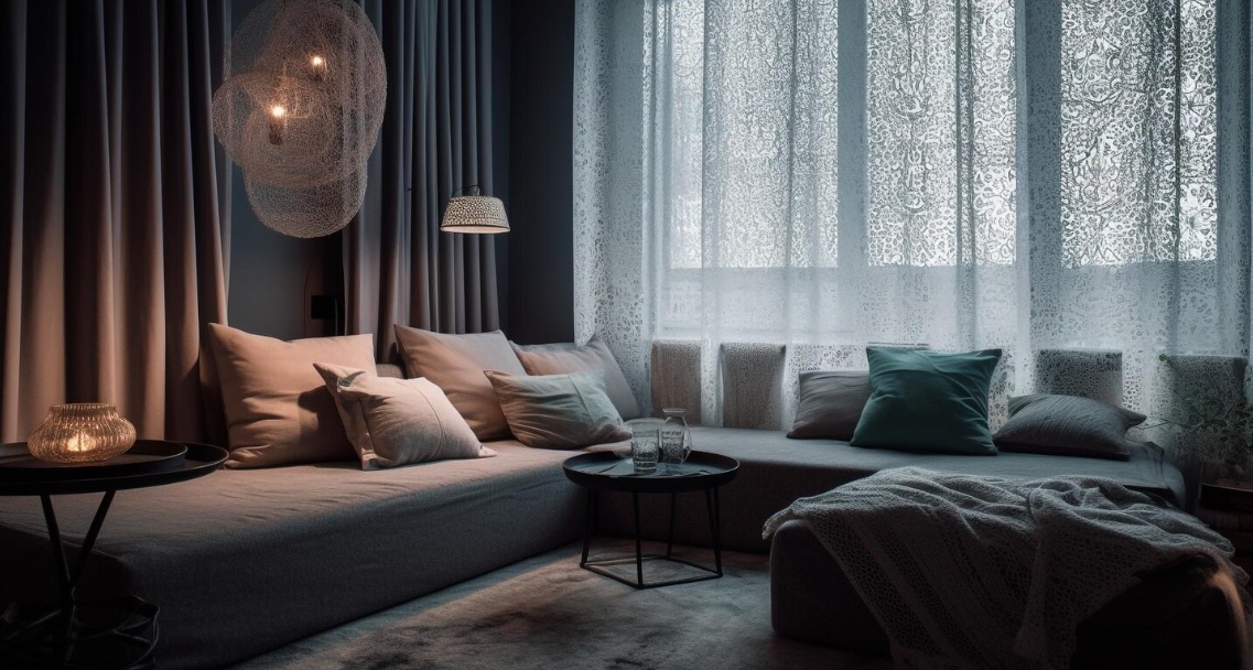 Camera da letto con controllo automatico delle tende